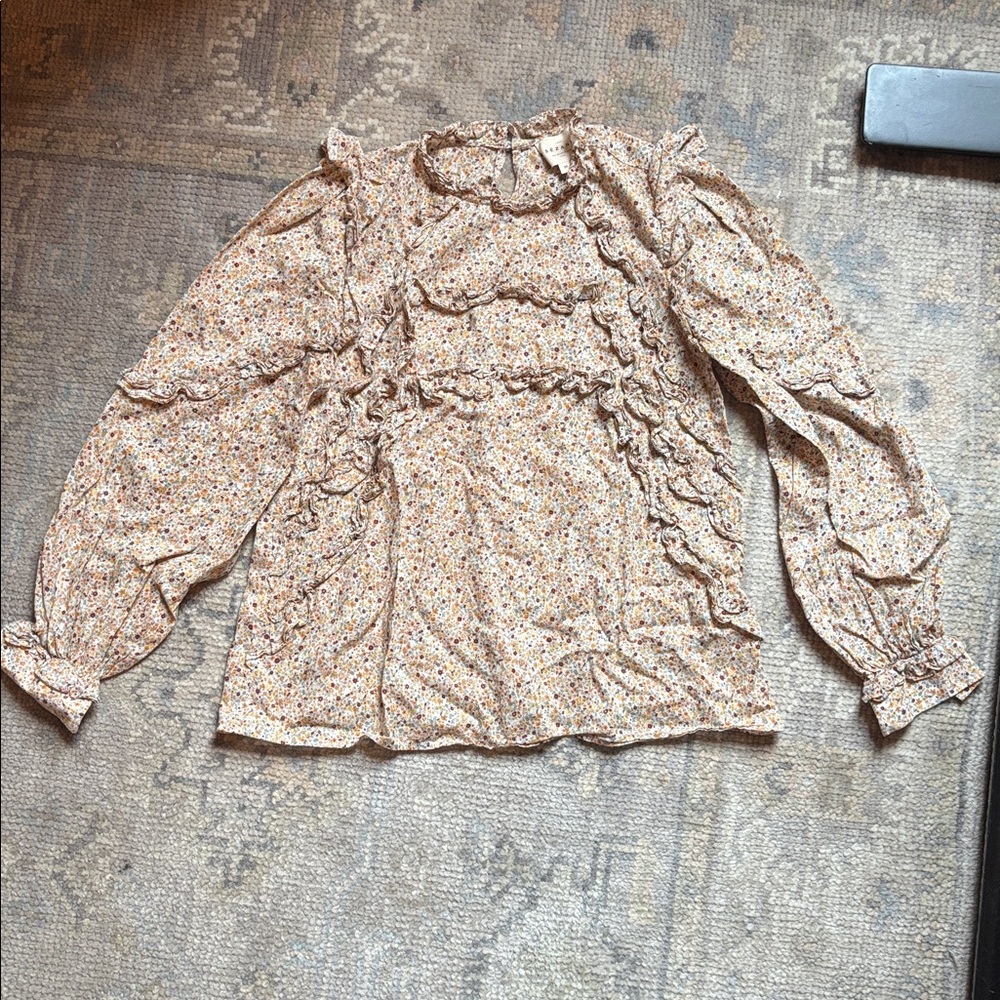 Sezane Emy Floral Long Sleeve Blouse Sz 4 / 36 - Picture 3 of 7